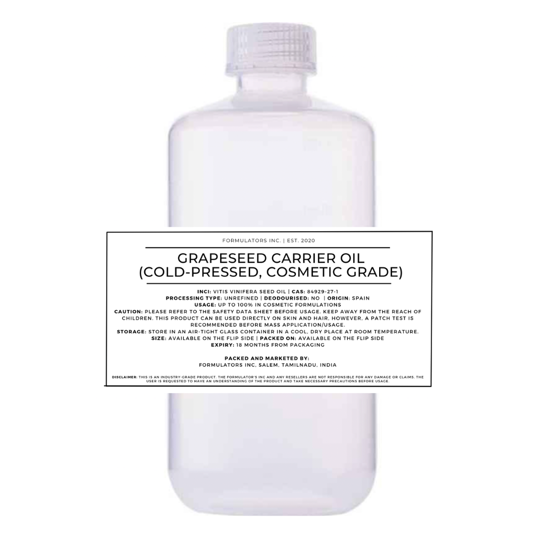 Grapeseed Carrier Oil (Cold-Pressed, Cosmetic Grade)