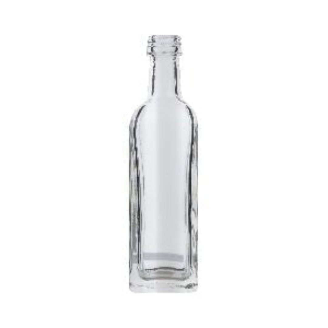 Square Glass Oil Bottle (Silver Aluminum Cap)- 60ml