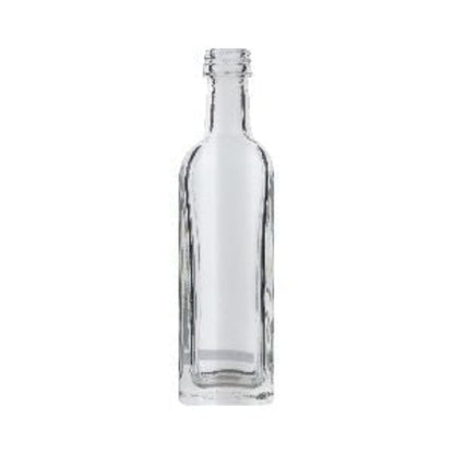 Square Glass Oil Bottle (Silver Aluminum Cap)- 60ml