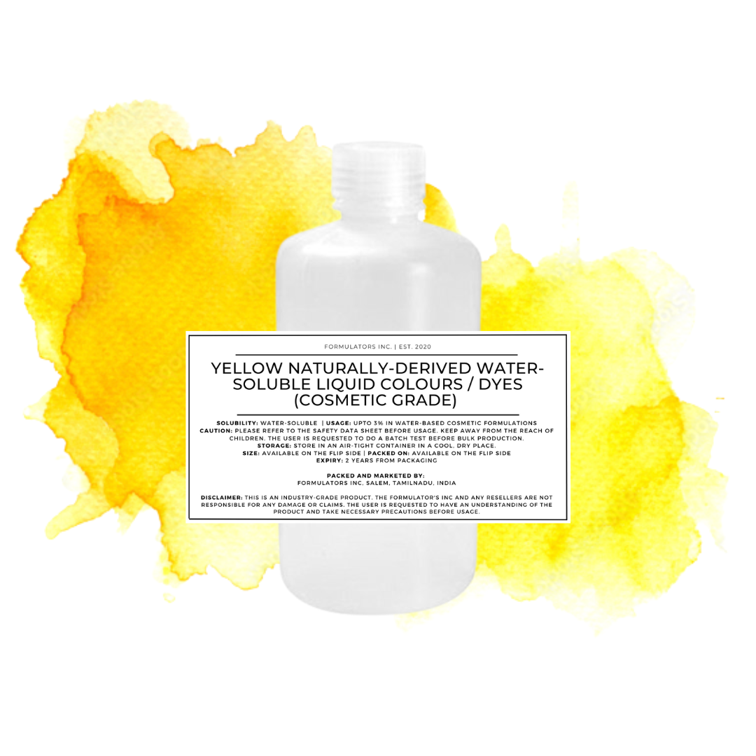 Yellow Naturally-Derived Water-Soluble Liquid Colours/Dyes (Cosmetic Grade)