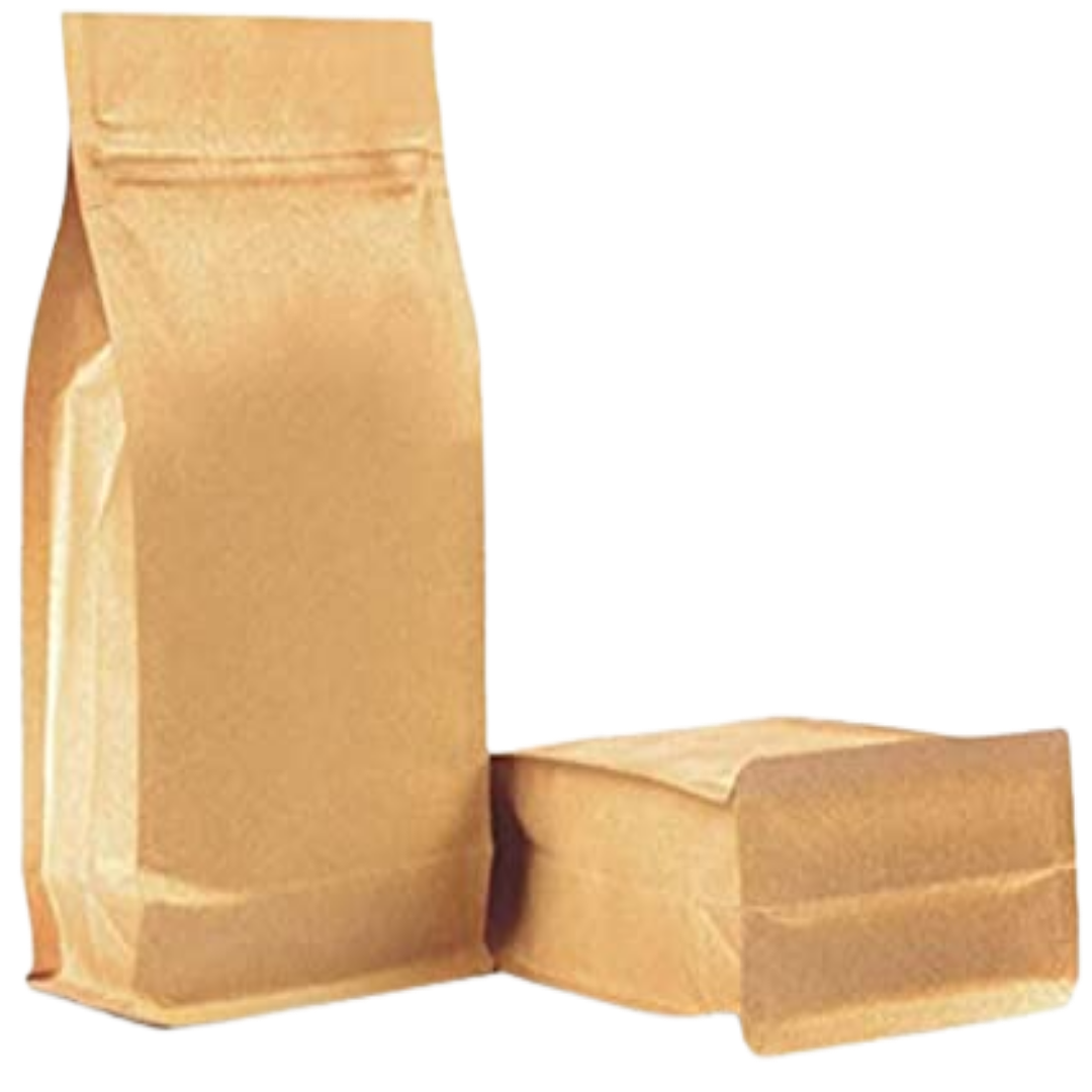 Buy Brown Kraft Paper Flat Bottom Pouch - Zipper/Inner Foil Liner Online in India - The Art Connect