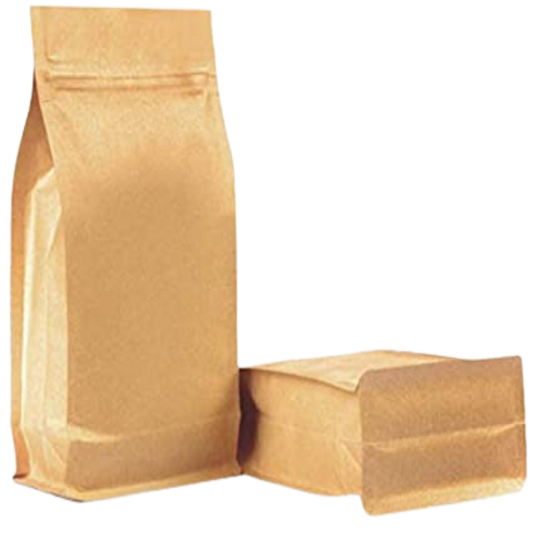 Buy Brown Kraft Paper Flat Bottom Pouch - Zipper/Inner Foil Liner Online in India - The Art Connect