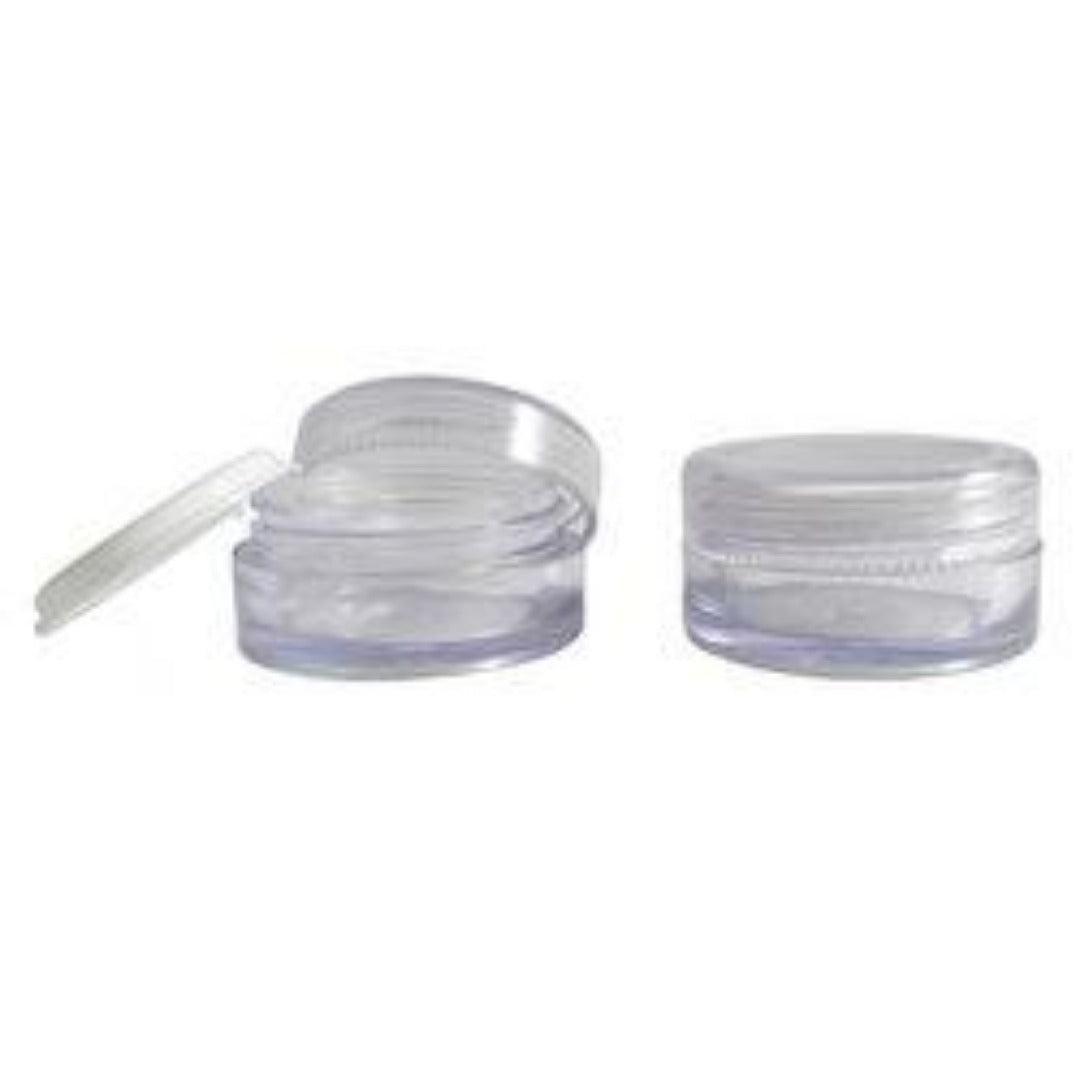 Transparent Acrylic San Jar - 8gms (Transparent Cap + White Inner Lid)