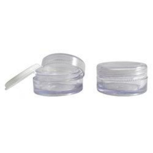 Transparent Acrylic San Jar - 8gms (Transparent Cap + White Inner Lid)