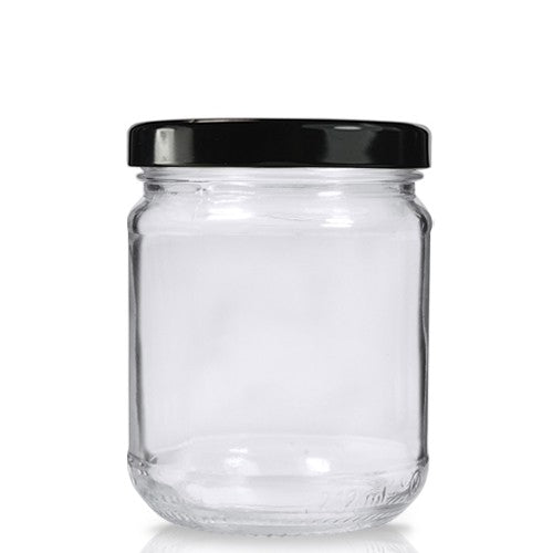 Candle Glass Jar + Black Aluminum Lug Cap - 100ml