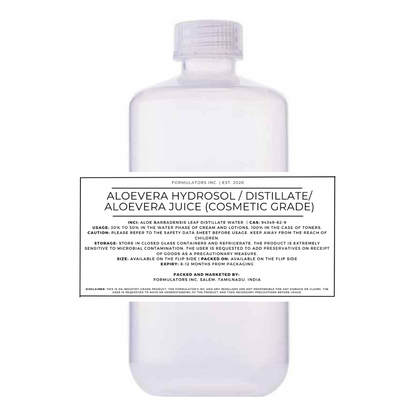 Aloevera Hydrosol / Distillate/ Aloevera Juice (Cosmetic Grade)