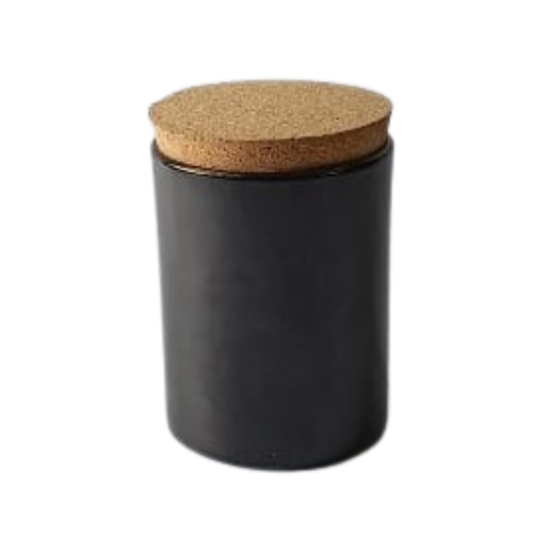 Buy Mattee Black Candle Votive Glass Holder/Container + Air-Tight Cork Cap/Lid Online in India- The Art Connect.