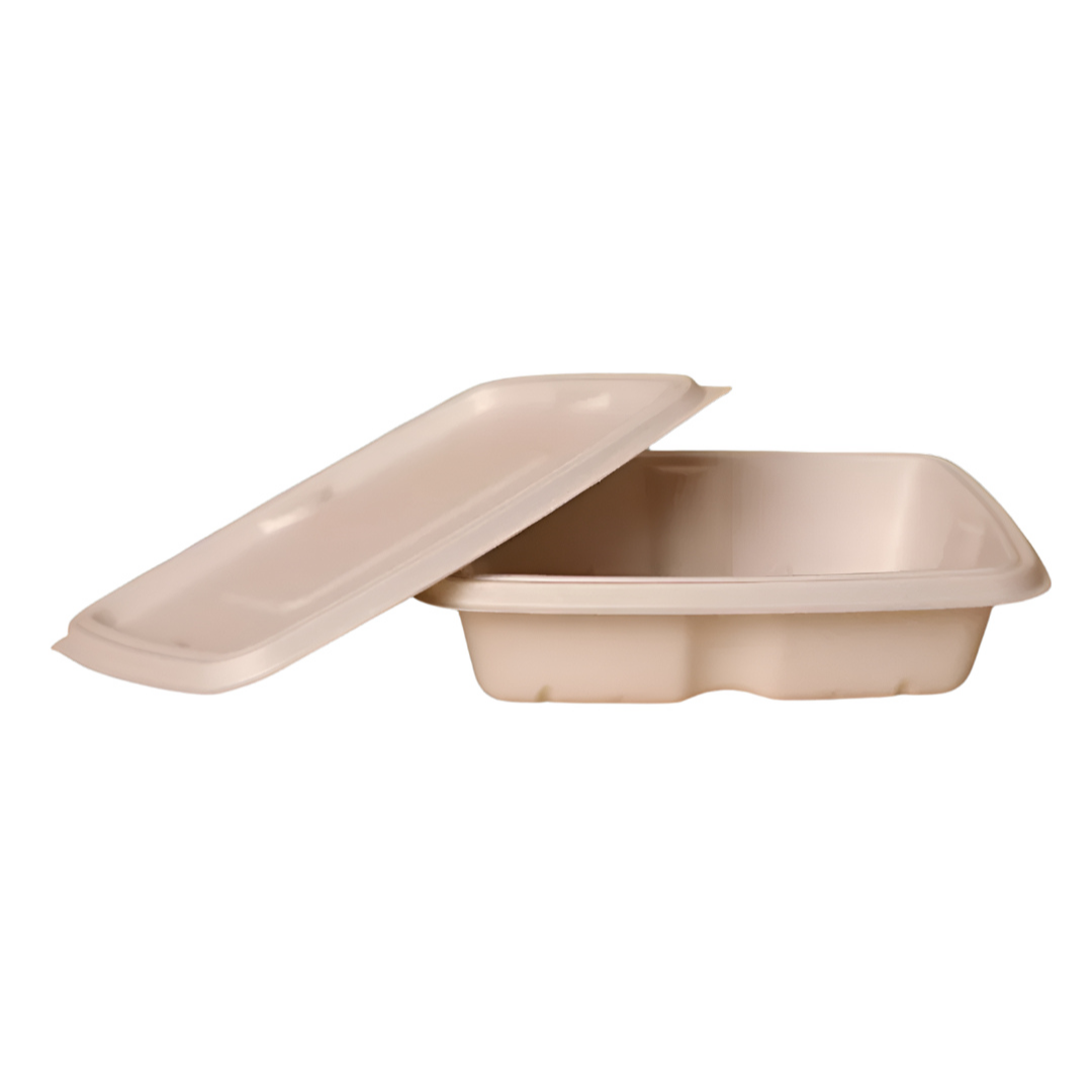 750ml Anti-Leak Rectangular Bagasse Takeaway Container + Lid (Eco-Friendly, Sustainable, Biodegradable & Compostable)