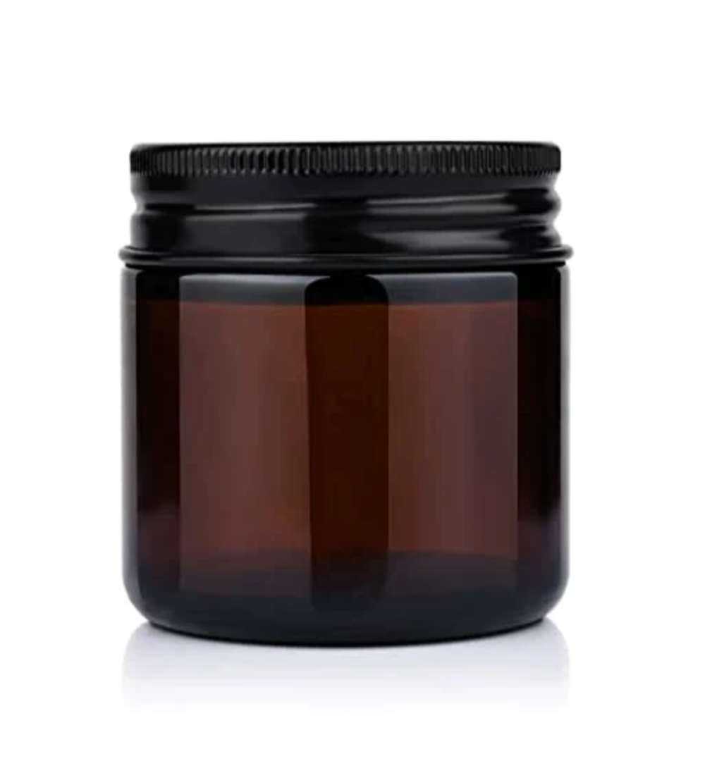 Candle Amber Glass Jar + Black Aluminum Screw Cap -100ml