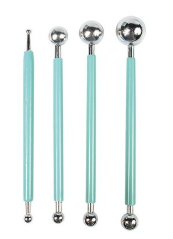 Embossing Ball Tool Set (Set of 4) (Ceramics | Candle Making | Cake Decor | Texture Art | Embossing)