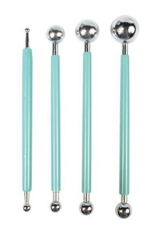 Embossing Ball Tool Set (Set of 4) (Ceramics | Candle Making | Cake Decor | Texture Art | Embossing)