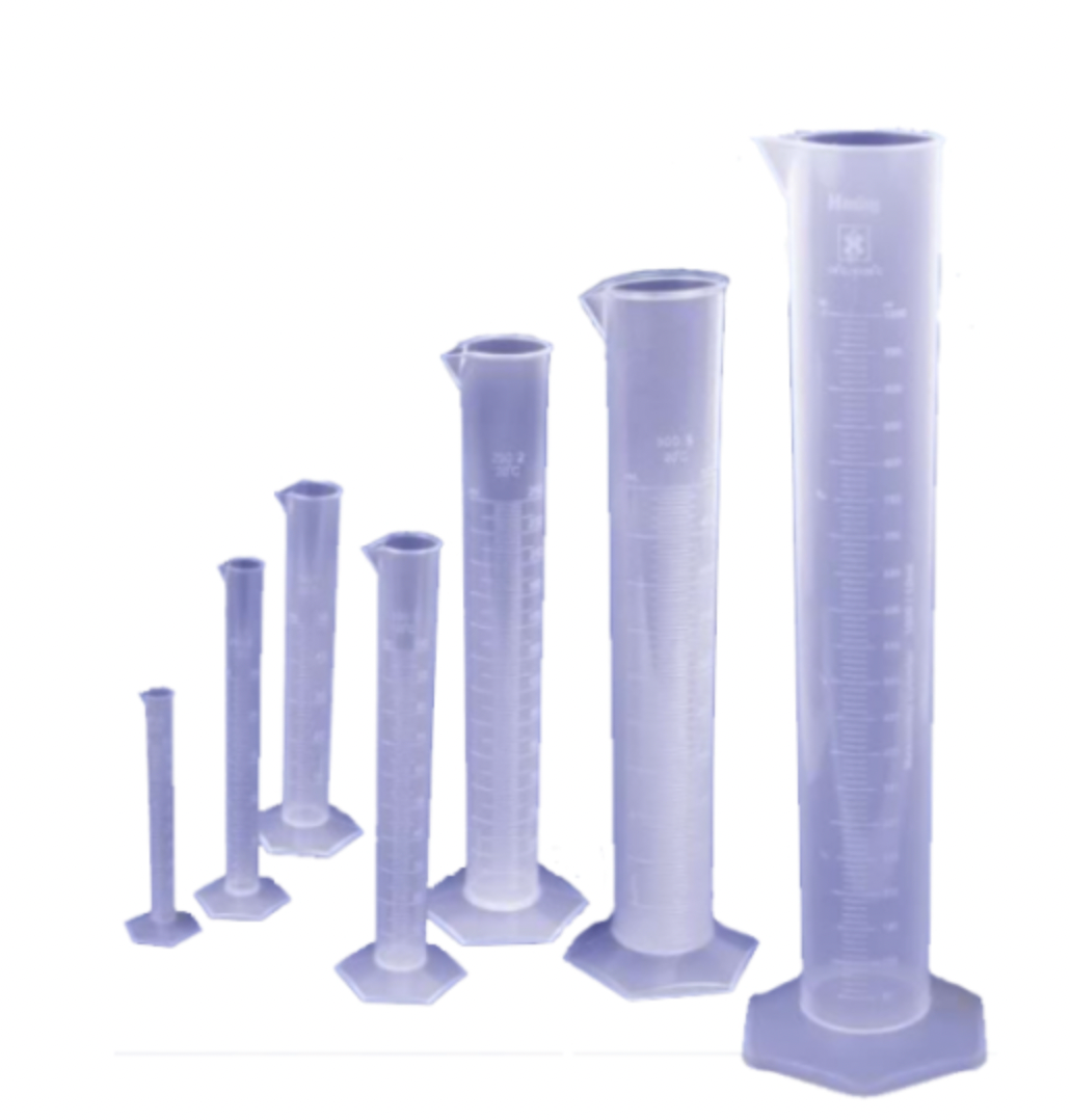 Tall Polypropylene Measuring Jars / Beakers (Hexagon Base + Embossed Graduation)