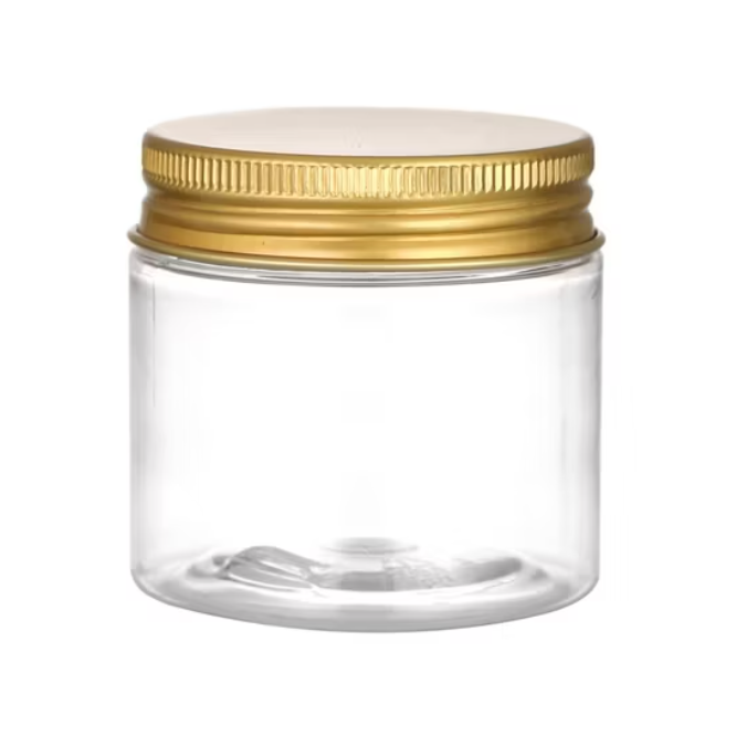 Plastic (PET) Jar / Container + Gold Aluminium Cap- 100ml