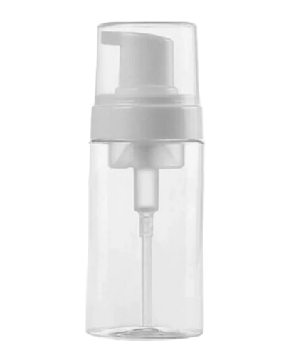 Transparent / Clear Plastic PET Bottle + White Foaming Pump Closure + Protective Cap (150ml)