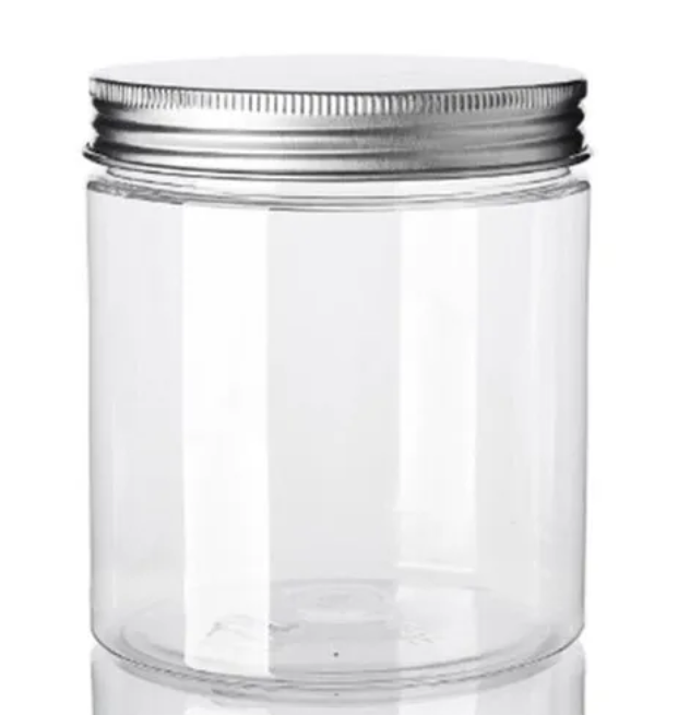 Plastic (PET) Jar / Container + Silver Aluminium Cap- 300ml