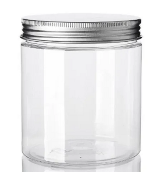 Plastic (PET) Jar / Container + Silver Aluminium Cap- 100ml