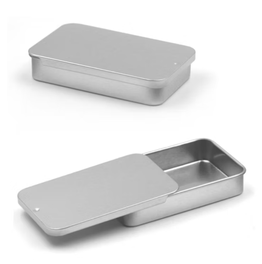 Lipbalm / Solid Perfume Sliding Tin Container (Silver Aluminium)