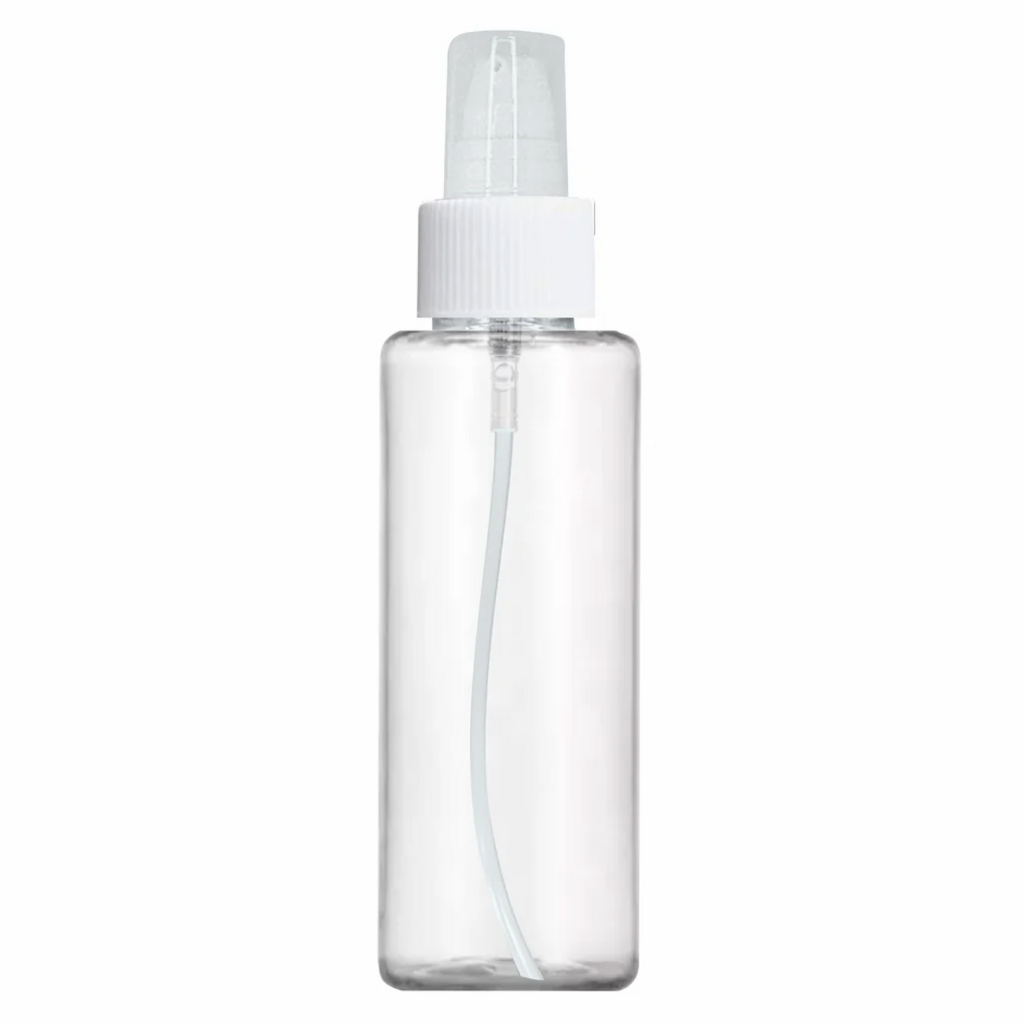 Plastic (PET) Cosmetic Bottle (100ml) (Transparent Cylinder Bottle + White Serum/Lotion Pump + Cover Cap)