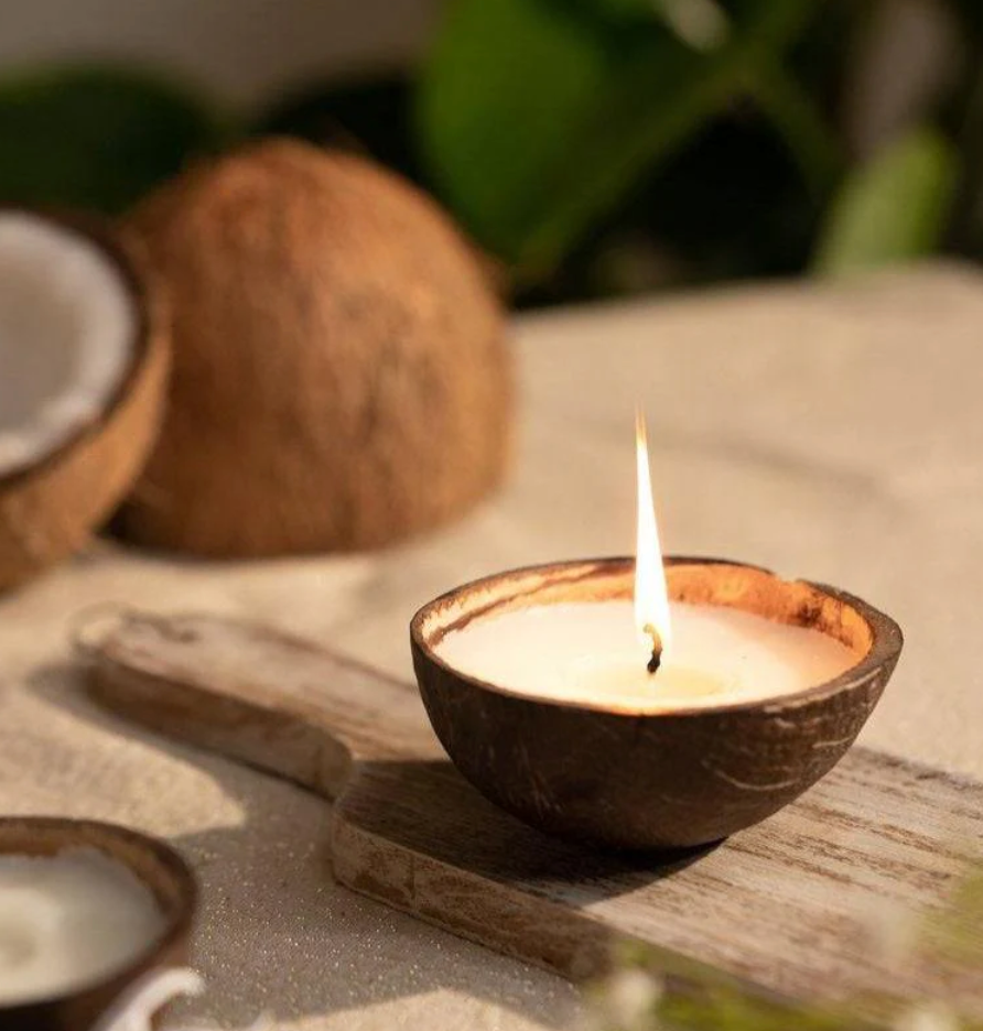 Empty Coconut Shell Candle Containers