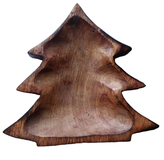 Large Christmas Tree Wooden Candle Holder / Container