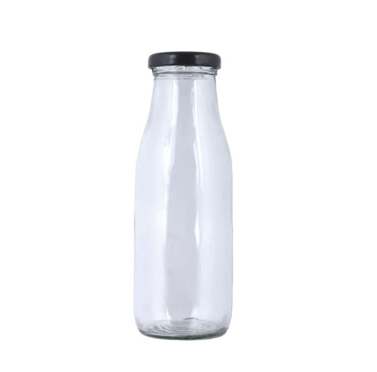 Glass Bottle + Black Aluminum Lug Cap - 300ml