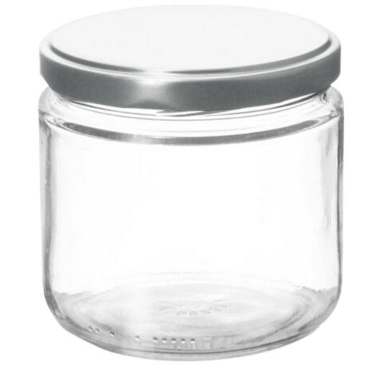 Candle Glass Jar + Silver Aluminum Lug Cap - 350ml