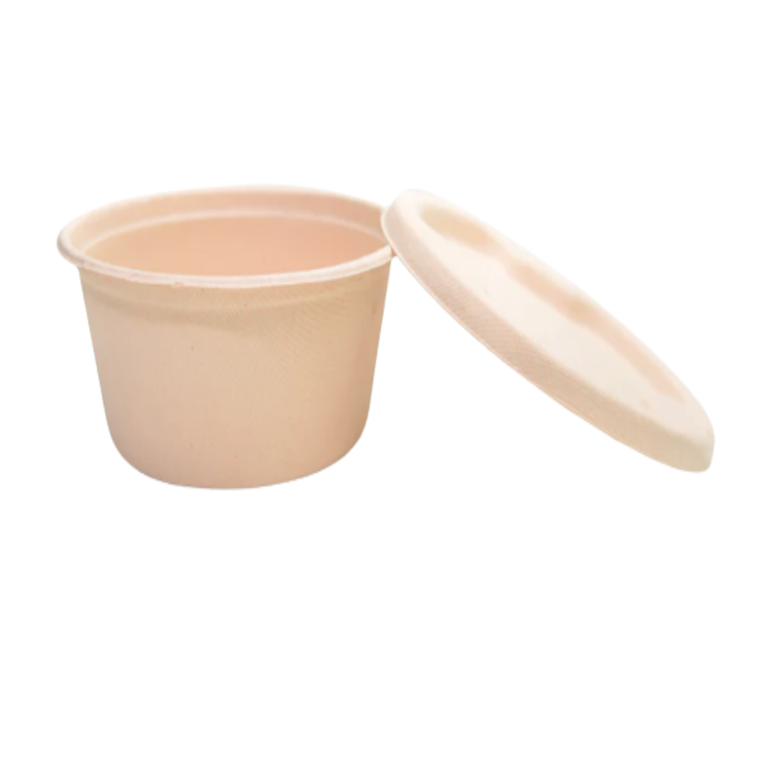 900ml Round Bagasse Takeaway Container with Lid (Eco-Friendly, Sustainable, Biodegradable & Compostable)