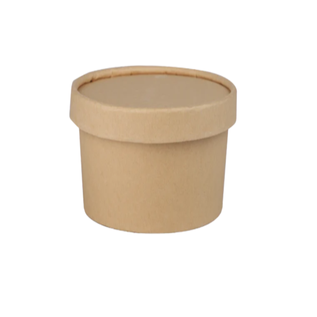 250ml Kraft Paper Tub Container with Lid (Eco-Friendly, Sustainable, Biodegradable & Compostable)