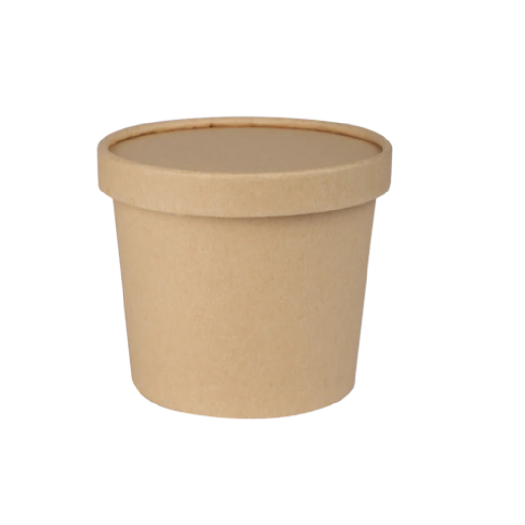 500ml Kraft Paper Tub Container with Lid (Eco-Friendly, Sustainable, Biodegradable & Compostable)