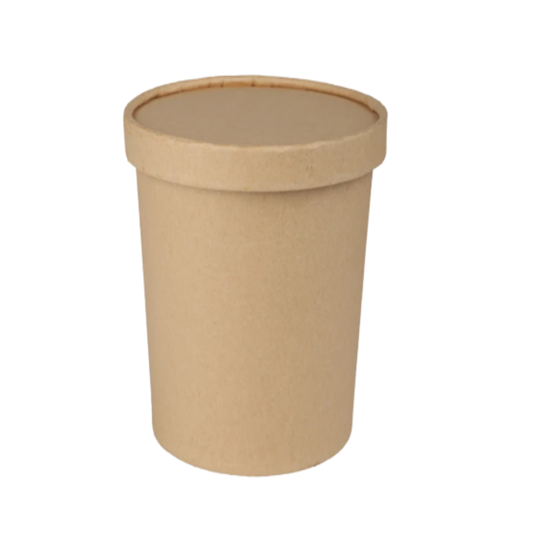 700ml Kraft Paper Tub Container with Lid (Eco-Friendly, Sustainable, Biodegradable & Compostable)