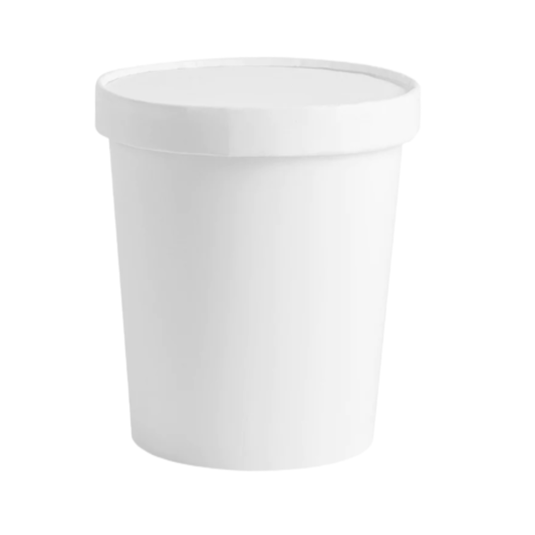 1250ml White Paper Tub with Lid (Eco-Friendly, Sustainable, Biodegradable & Compostable)