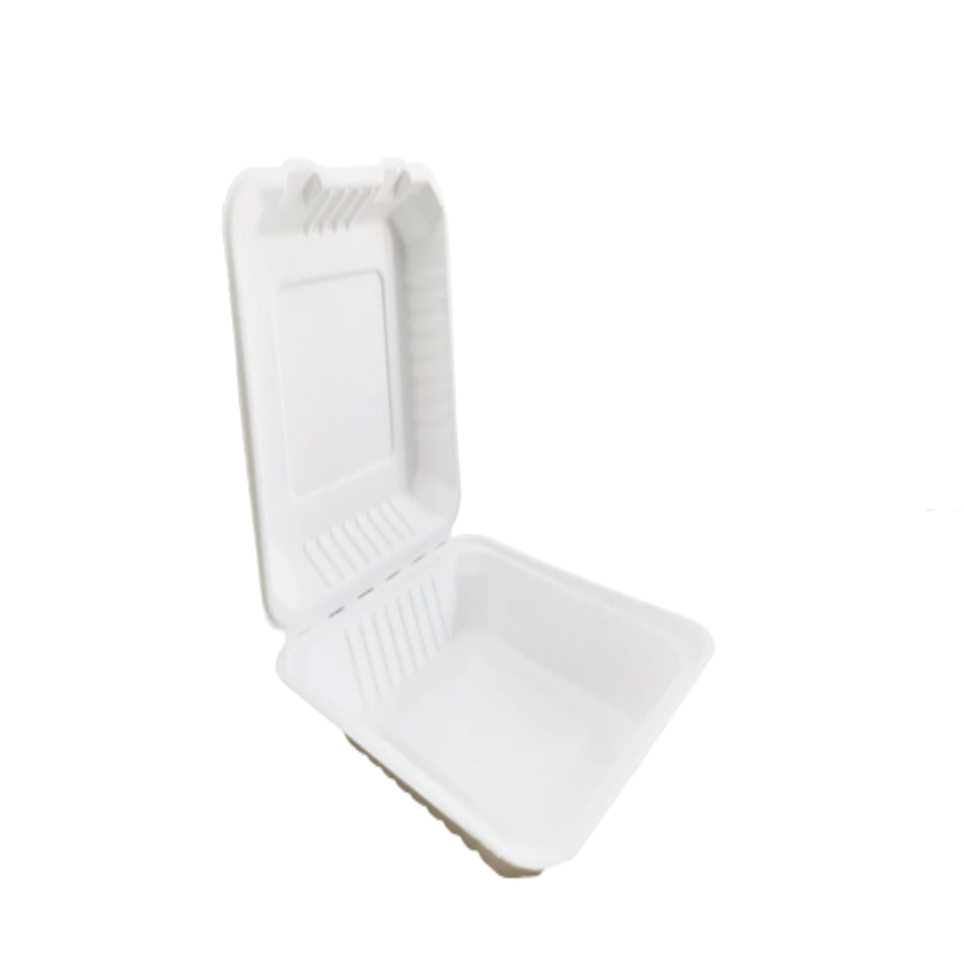 8 Inch Clamshell Bagasse Takeaway Container (Eco-Friendly, Sustainable, Biodegradable & Compostable)