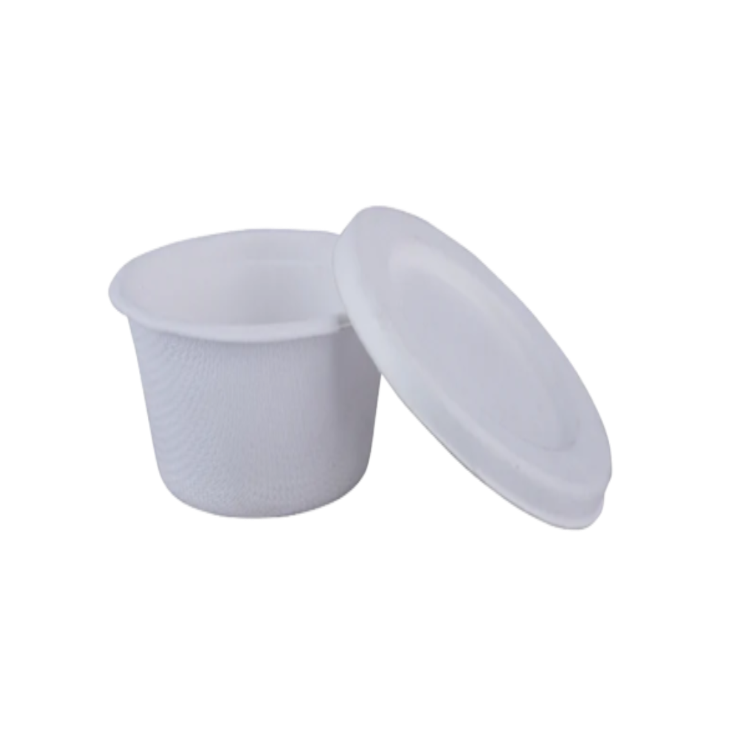 55ml Sauce Bagasse Cup with Lid (Eco-Friendly, Sustainable, Biodegradable & Compostable)