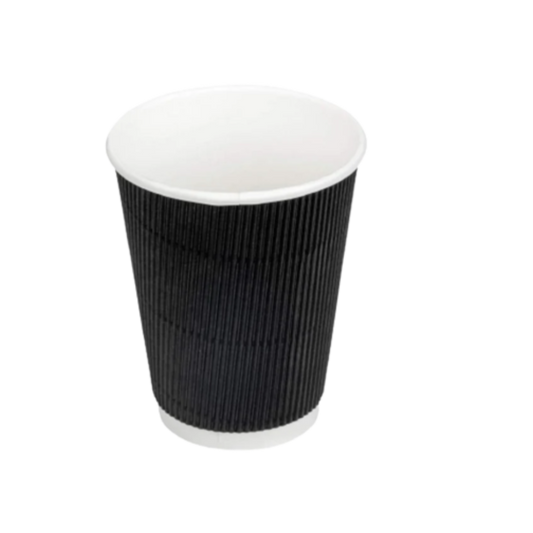 250ml Black Ripple Wall Glass (Eco-Friendly, Sustainable, Biodegradable & Compostable)