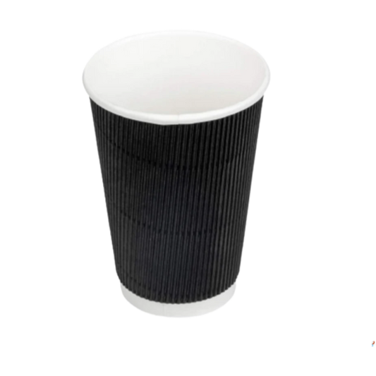 350ml Black Ripple Wall Glass (Eco-Friendly, Sustainable, Biodegradable & Compostable)